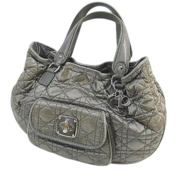 Dior Handbags - Christian Dior Cannage Handbag Quilted Charm Green